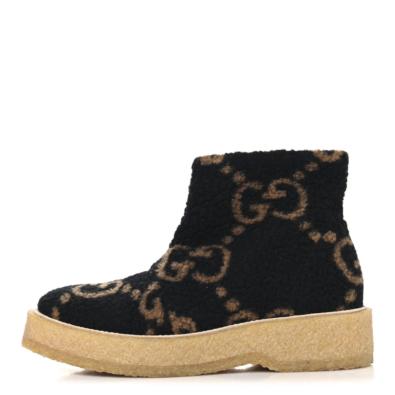 Faux Shearling Hooper GG Womens Ankle Boots 39 Black Natural Tan