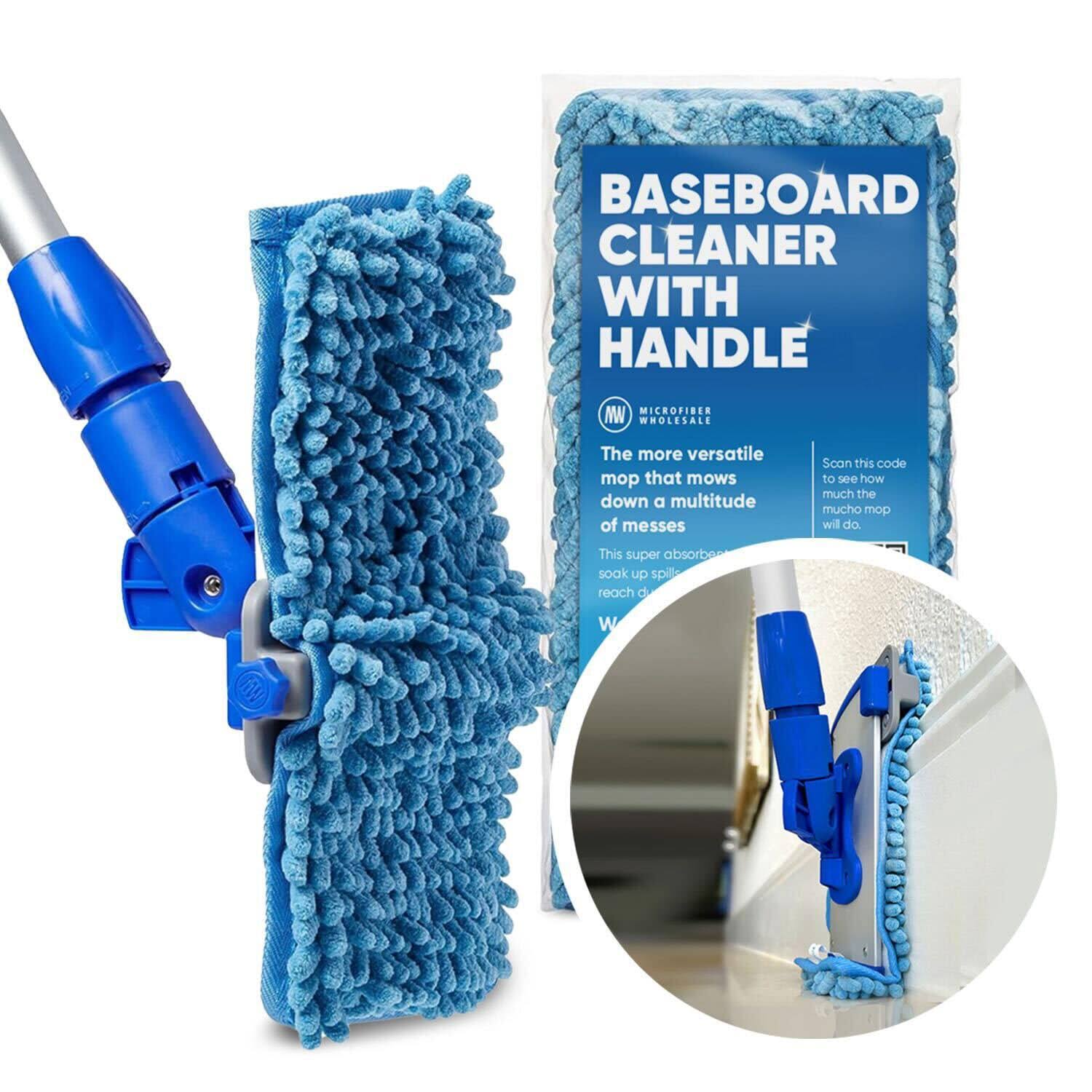 Baseboard Pro Mucho Mop - Baseboard Cleaner Tool with Handle - Clean Base Boards Easily | Microfiber | Professional Quality | Machine Washable