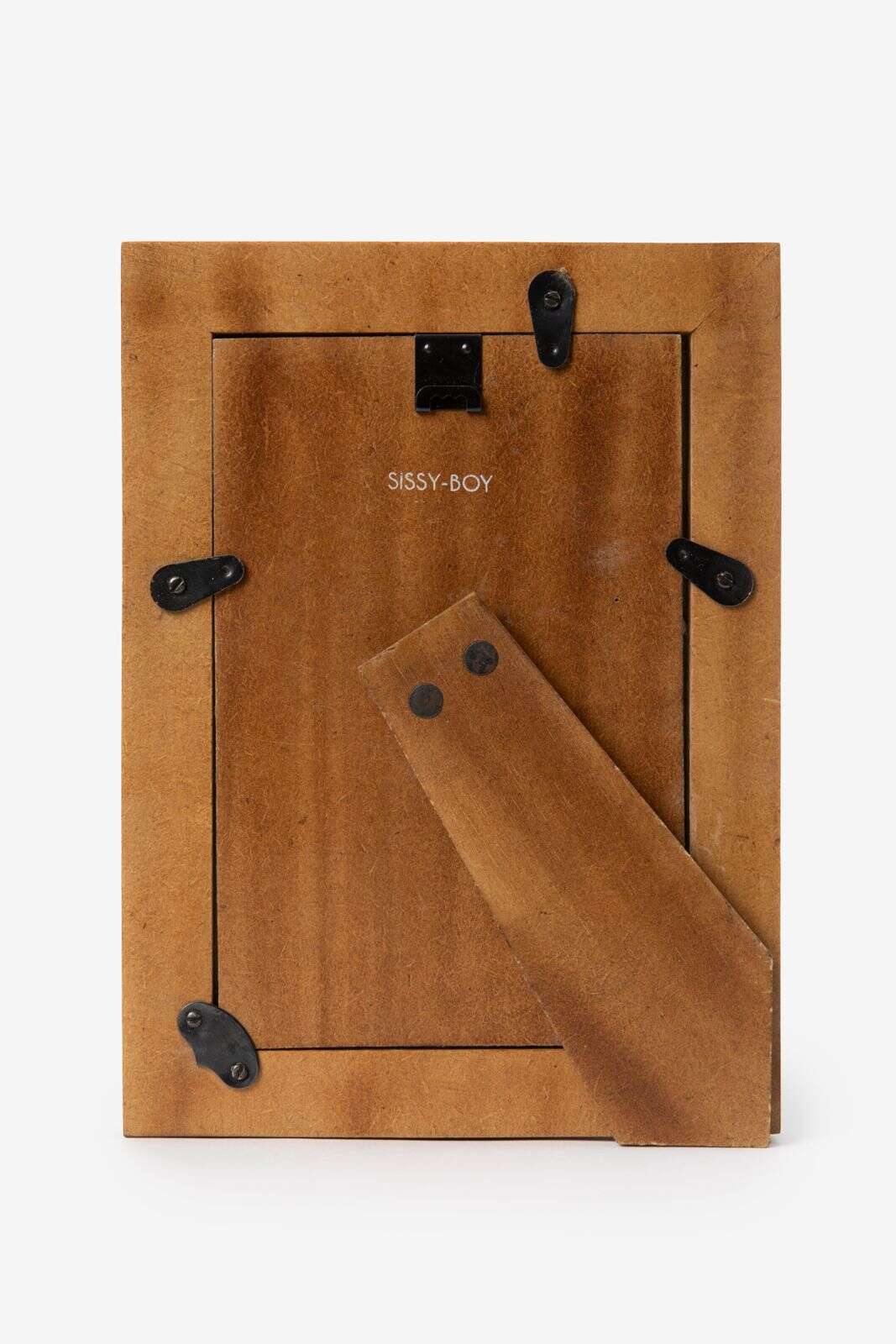 Gele fotolijst met geblokte omlijsting