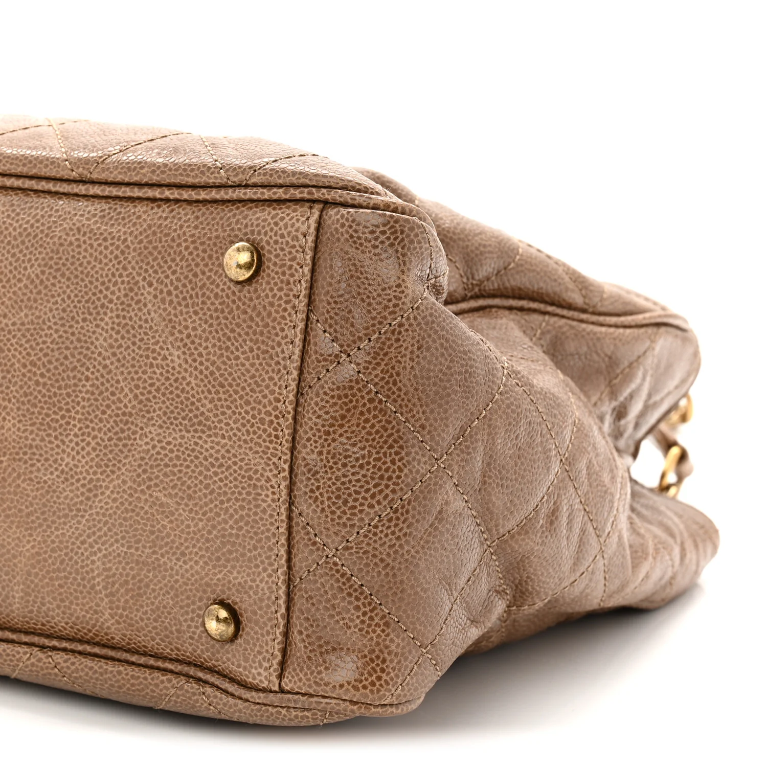 Glazed Caviar Quilted Small Shiva Tote Beige