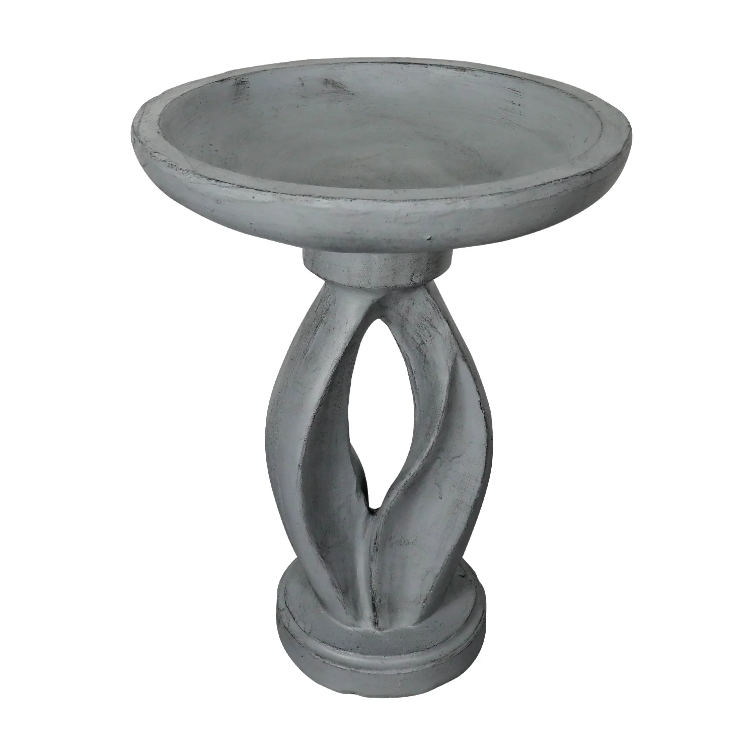 21.8 Inch Height Outdoor Bird Bath Fibre Reinforced Concrete Large Bird Bath Stylish with Curved Pedestal for Garden, Patio, Backyard, Lawn - Image 6