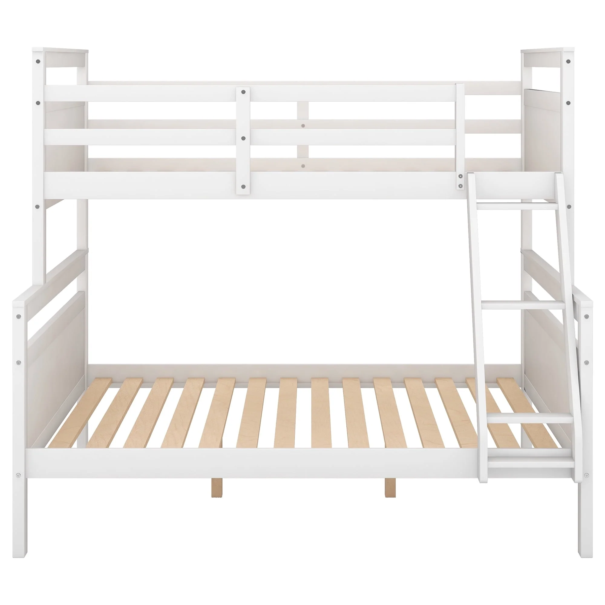 Euroco Twin over Full Wood Bunk Bed with Ladder for Kid's Room