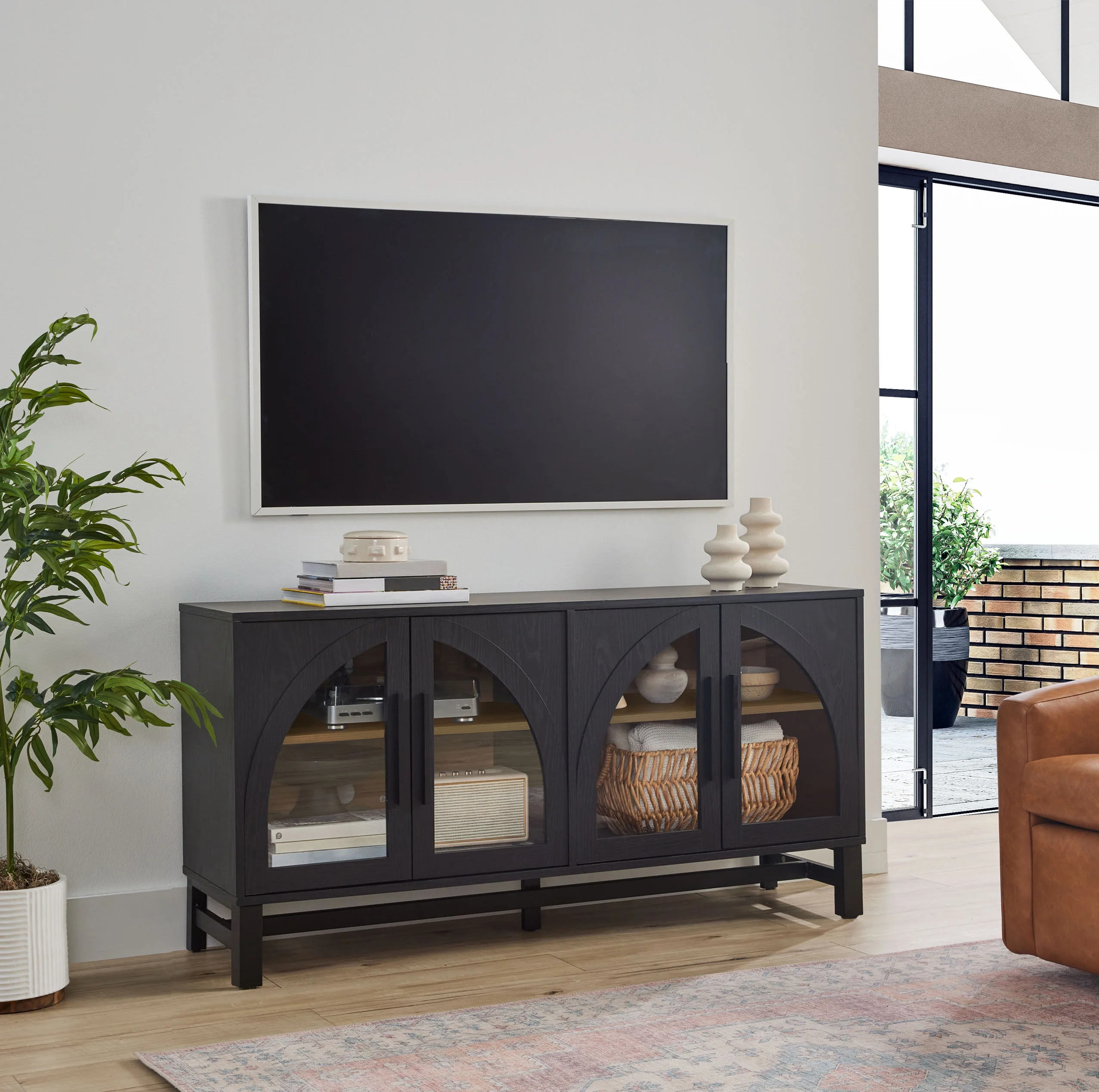 Juliet Arc TV Stand for TVs up to 65", Light Honey Finish(Light Honey) - Image 10