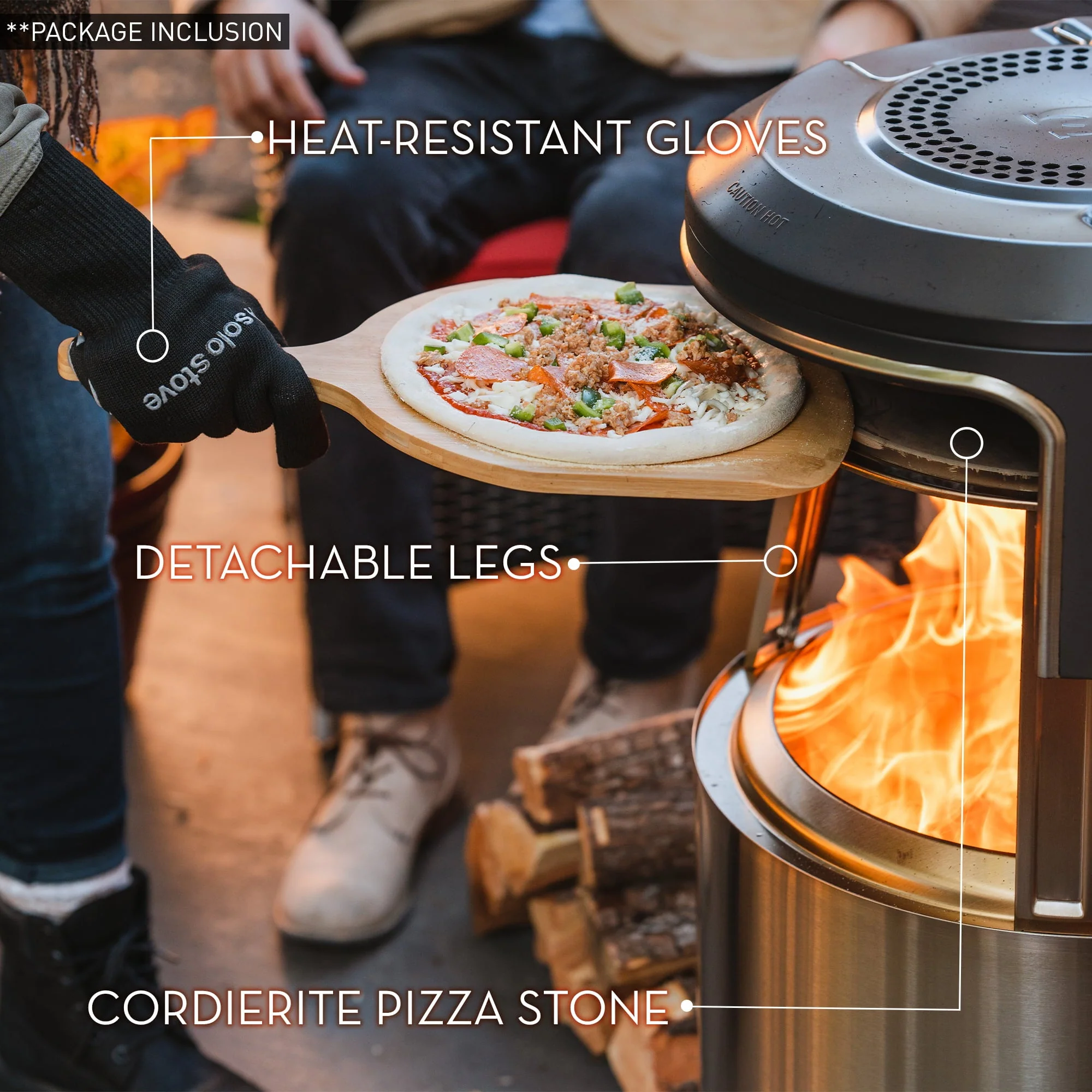 Solo Stove Bonfire Pi Fire | Pizza Oven Accessory for Bonfire Fire Pit, Incl. Carry Case & Cordierite Pizza Stone, Wood Burning Assembly, Stainless Steel, (H x Dia): 16.9 x 19.3 in, 19.6 lb