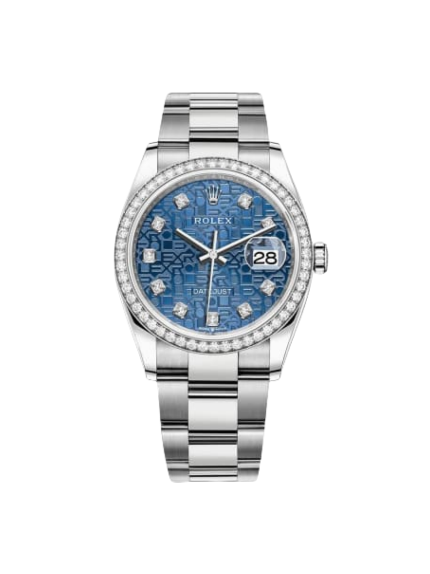 【Super Clone】RLX  Datejust 36mm 126284 Blue Jubilee Diamond Dial & Diamond Bezel, Stainless Steel Oyster Bracelet Watch