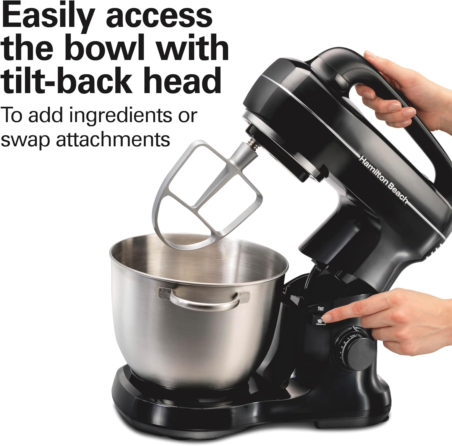 Hamilton Beach 4 Qt Electric Stand Mixer With 7 Speeds, Easy-Carry Handle
