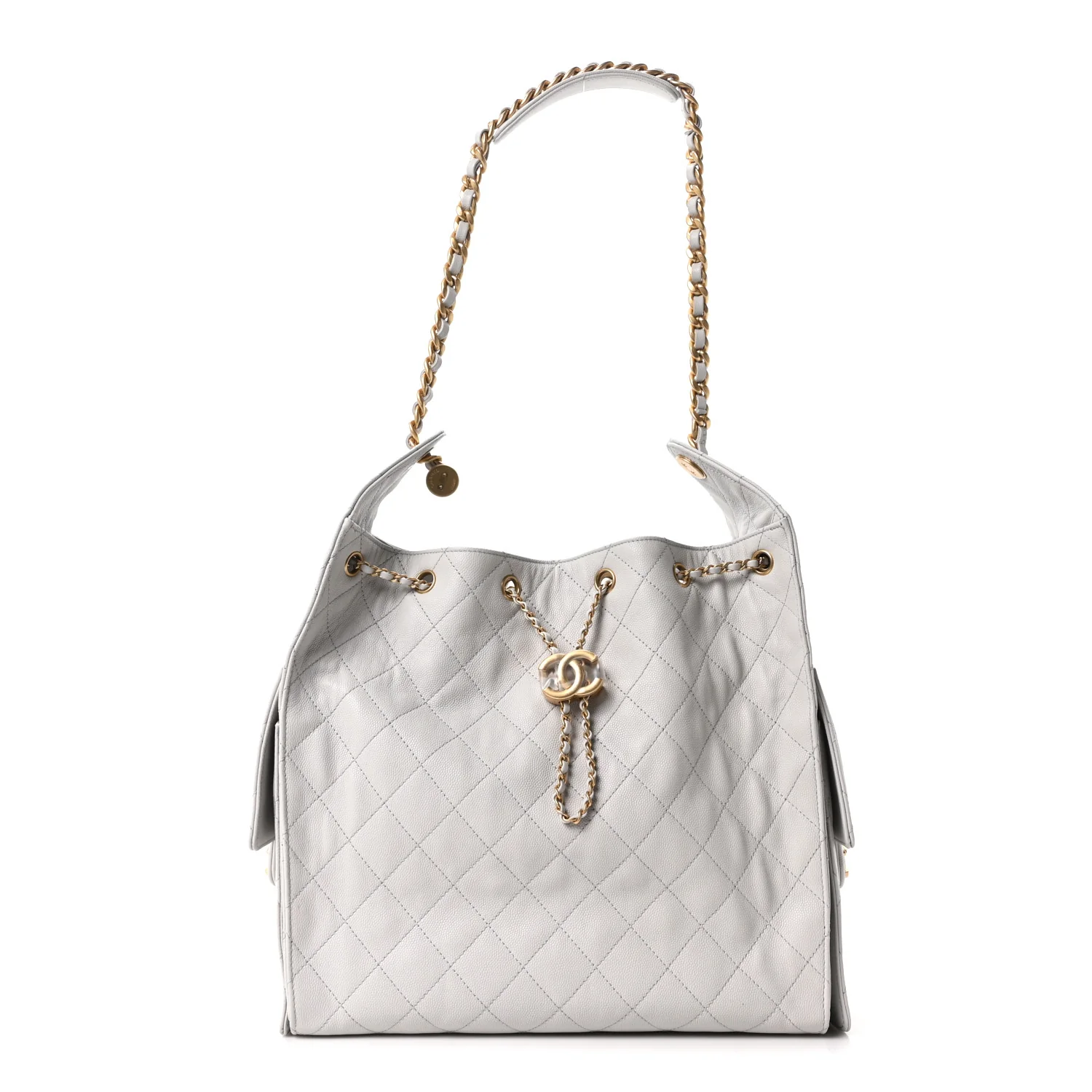 Caviar Quilted Medium Chanel 25 Handbag Light Gray