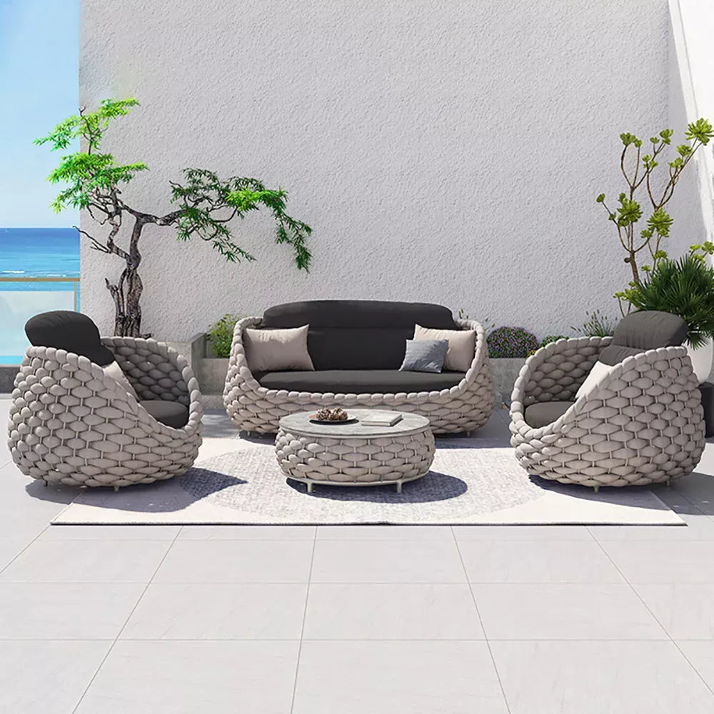 Ensemble de canapé d'angle d'extérieur avec coussin amovible
