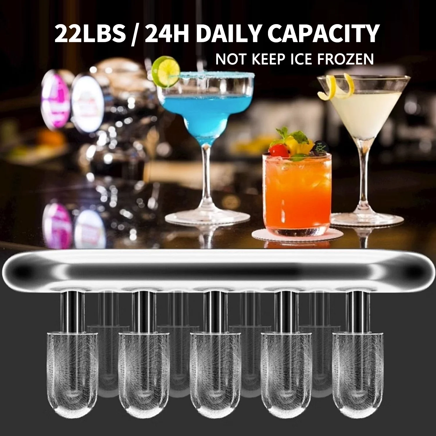 3 in 1 Hot and Cold Water Dispenser with Ice Maker Bottom Load for 3 or 5 Gallon Bottle 22lbs Daily Capacity Bullet-Shaped Ice, Black(Black) - Image 4