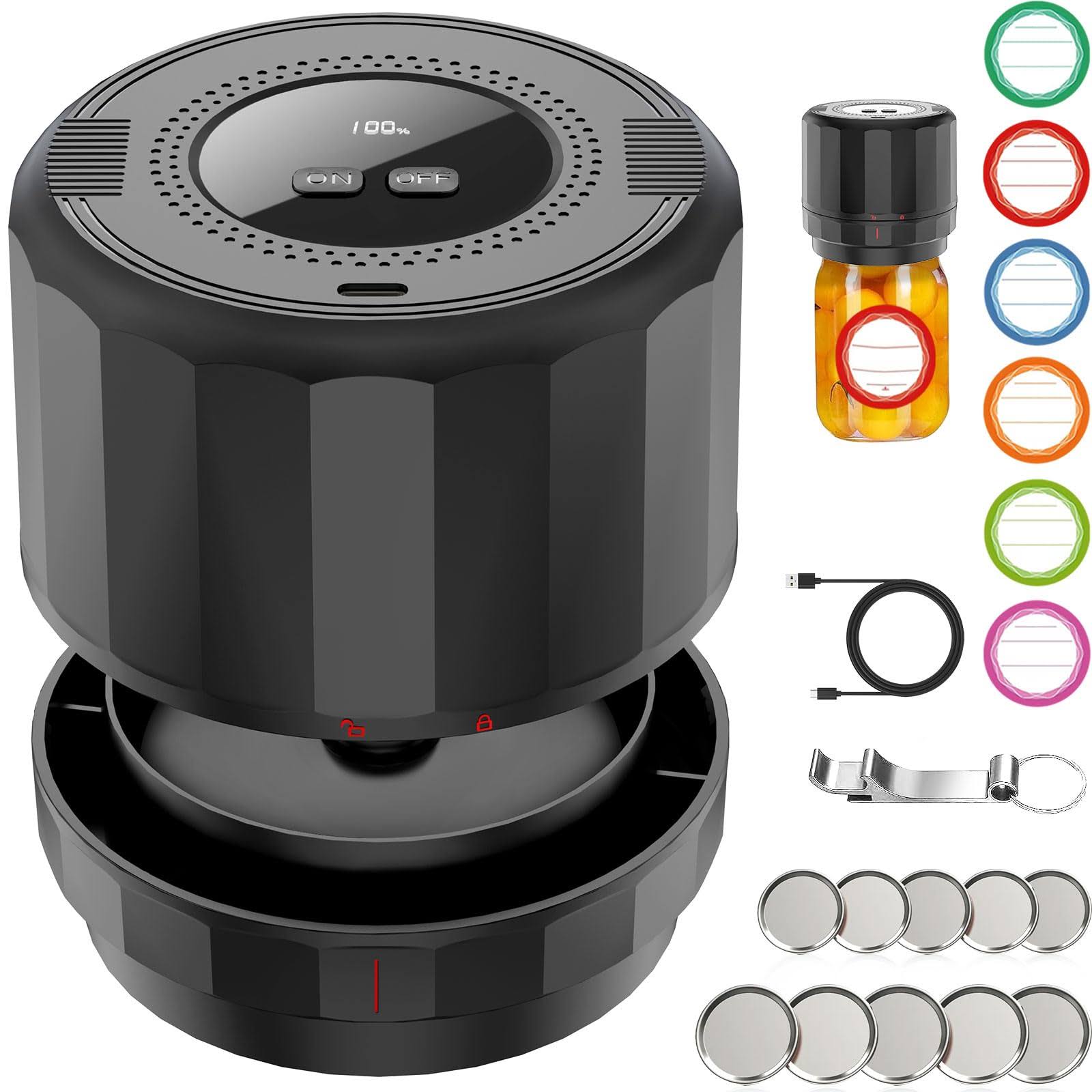 UNERVER Electric Mason Jar Vacuum Sealer - Jar Vacuum Sealer for Canning Jars with Mouth and Regular Mason Lids, Vacuum Sealing Machine for Food