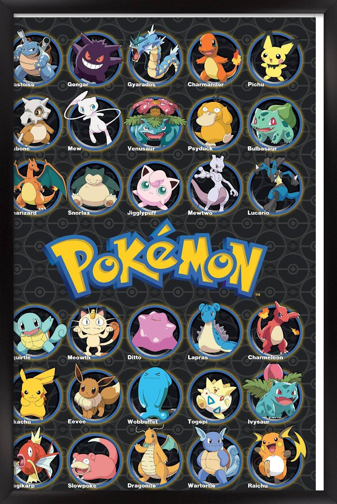 Trends International Pokemon-All Time Favorites Framed Poster,