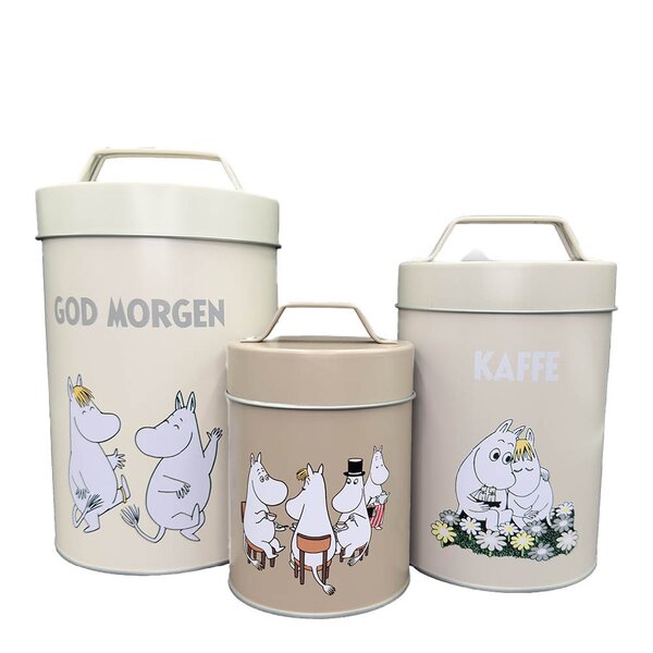 Mummi oppbevaringsboks sett 3 deler hvit/grå