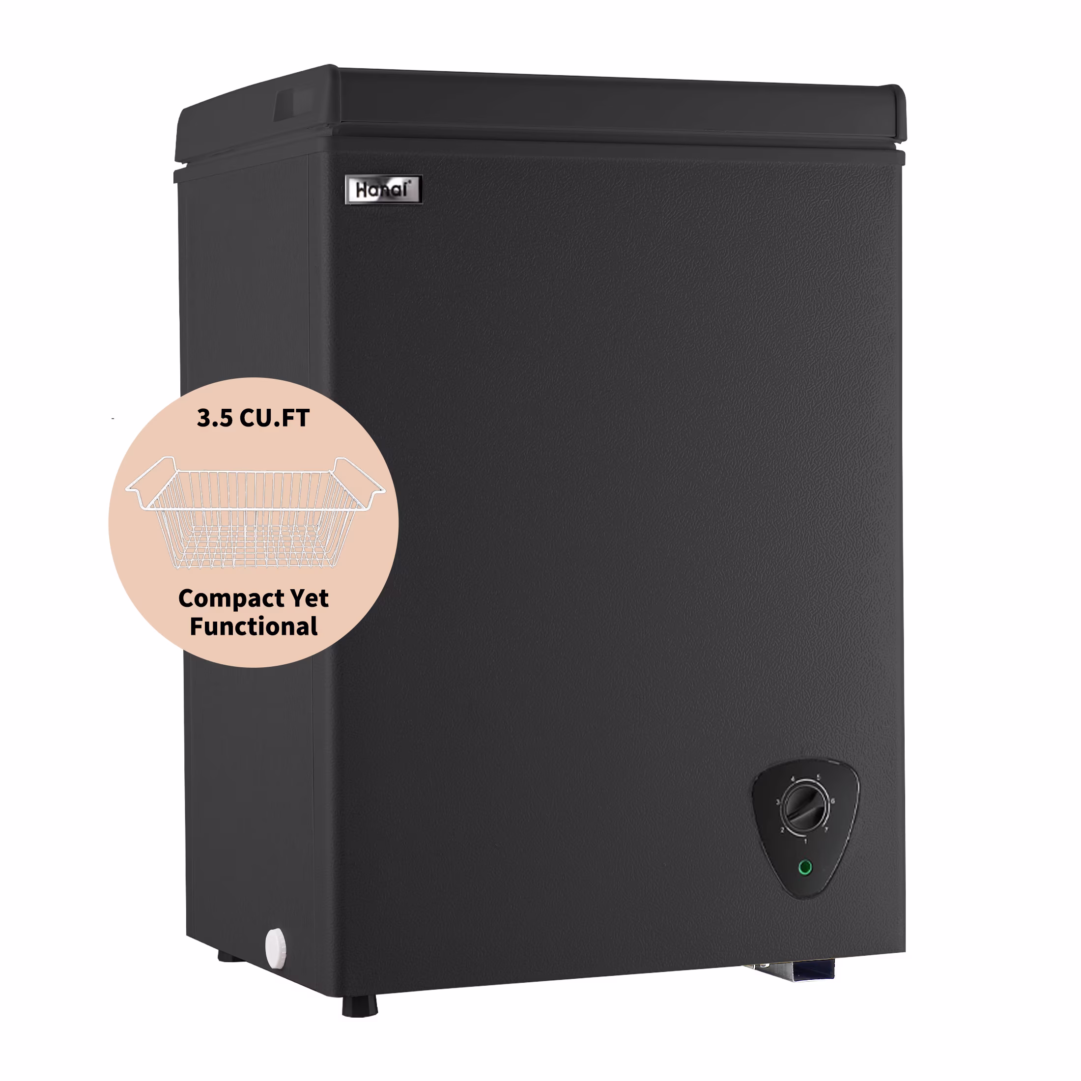 WANAI 3.5 Cu.ft, Chest Freezer, Deep Freezer, Removable Storage Basket Freezer, Black