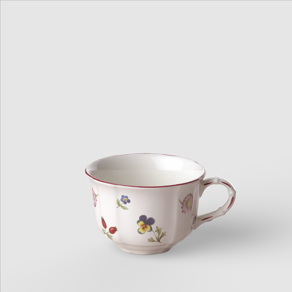 Petite Fleur Coffee/ Tea Cup - White, 4.4 oz, Premium Porcelain