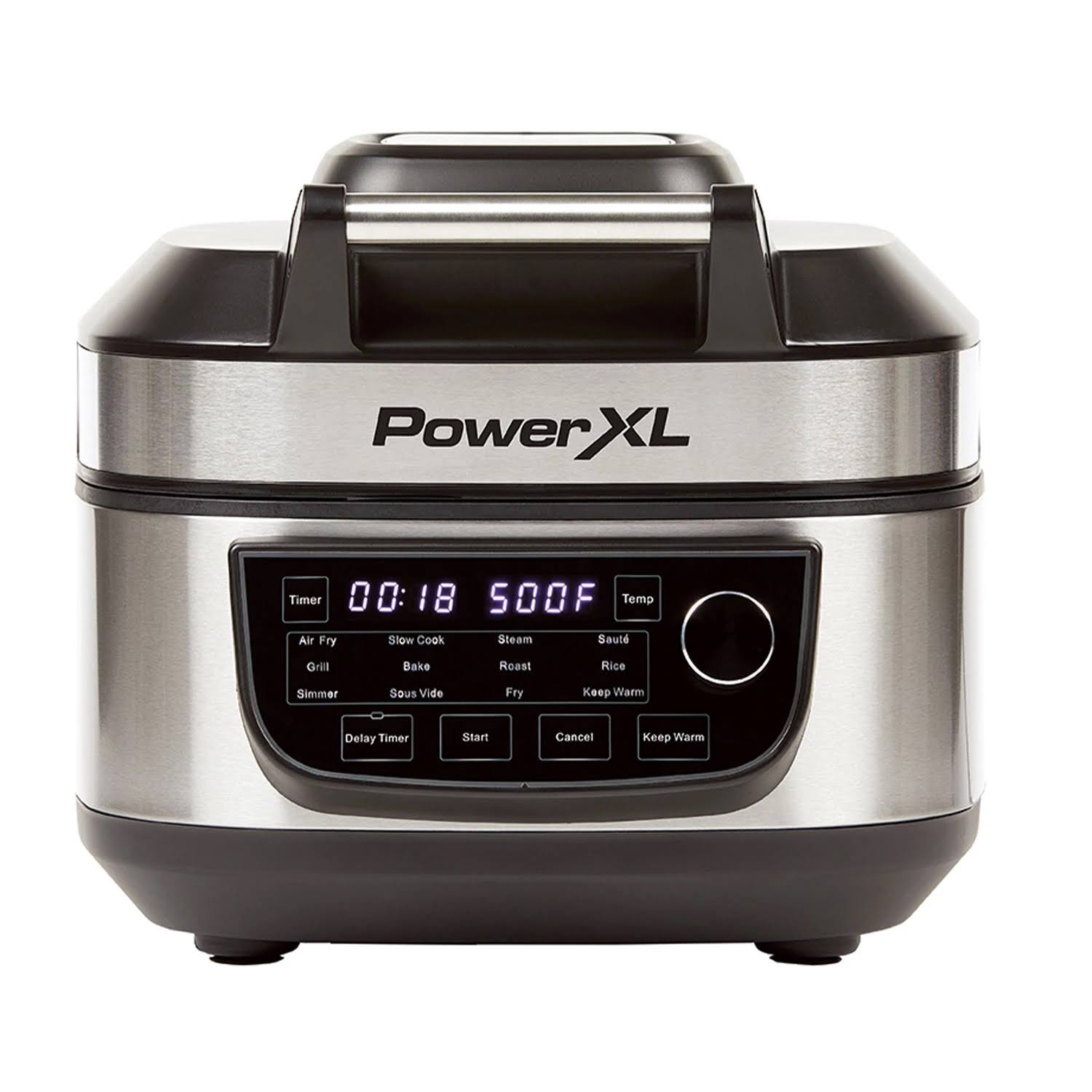 PowerXL Grill Air Fryer Combo 6 qt 12-in-1 Indoor Grill, Air Fryer, Slow Cooker, Roast, Bake, 1550-Watts, Stainless Steel Finish (Standard)