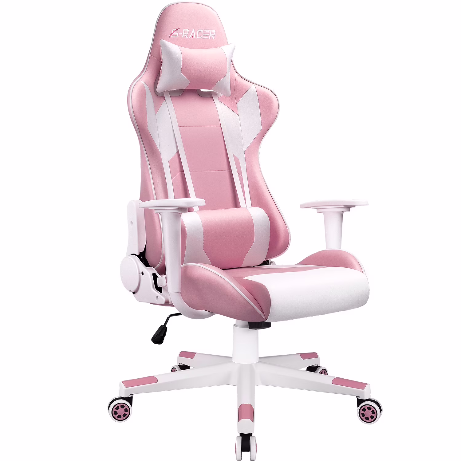 Gaming Chair office Chair with Headrest Lumbar Support, Pink(Pink)