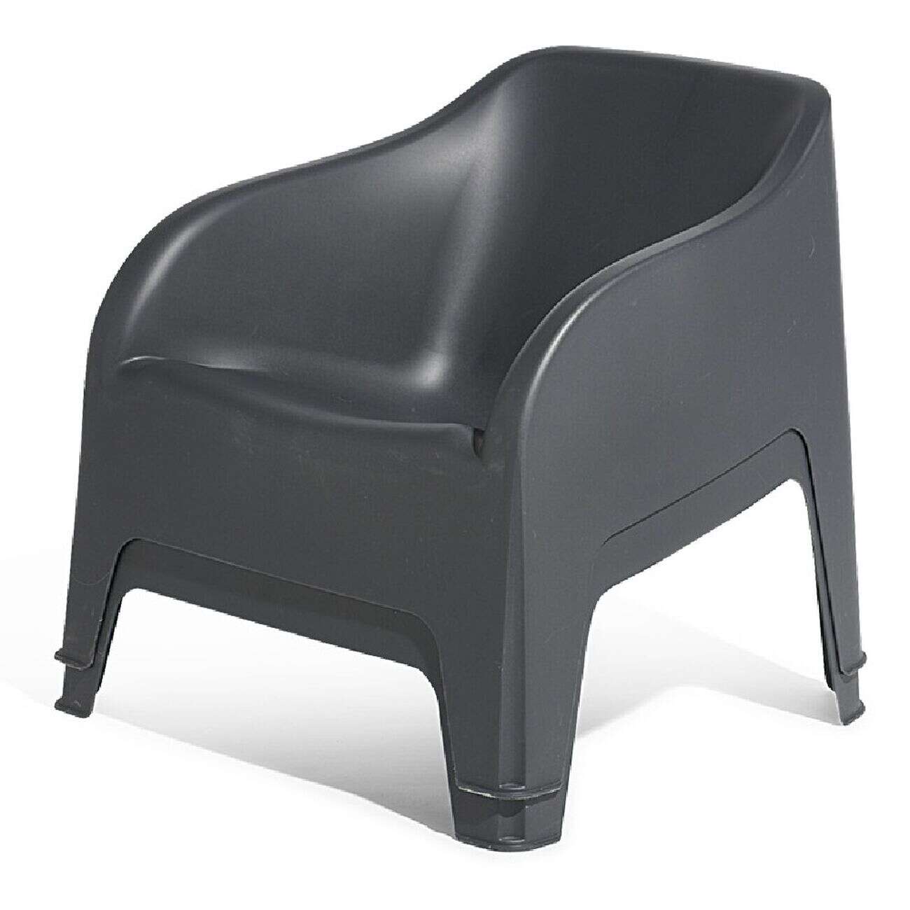 Fauteuil de jardin plastique Gary gris anthracite 80x77xH70cm