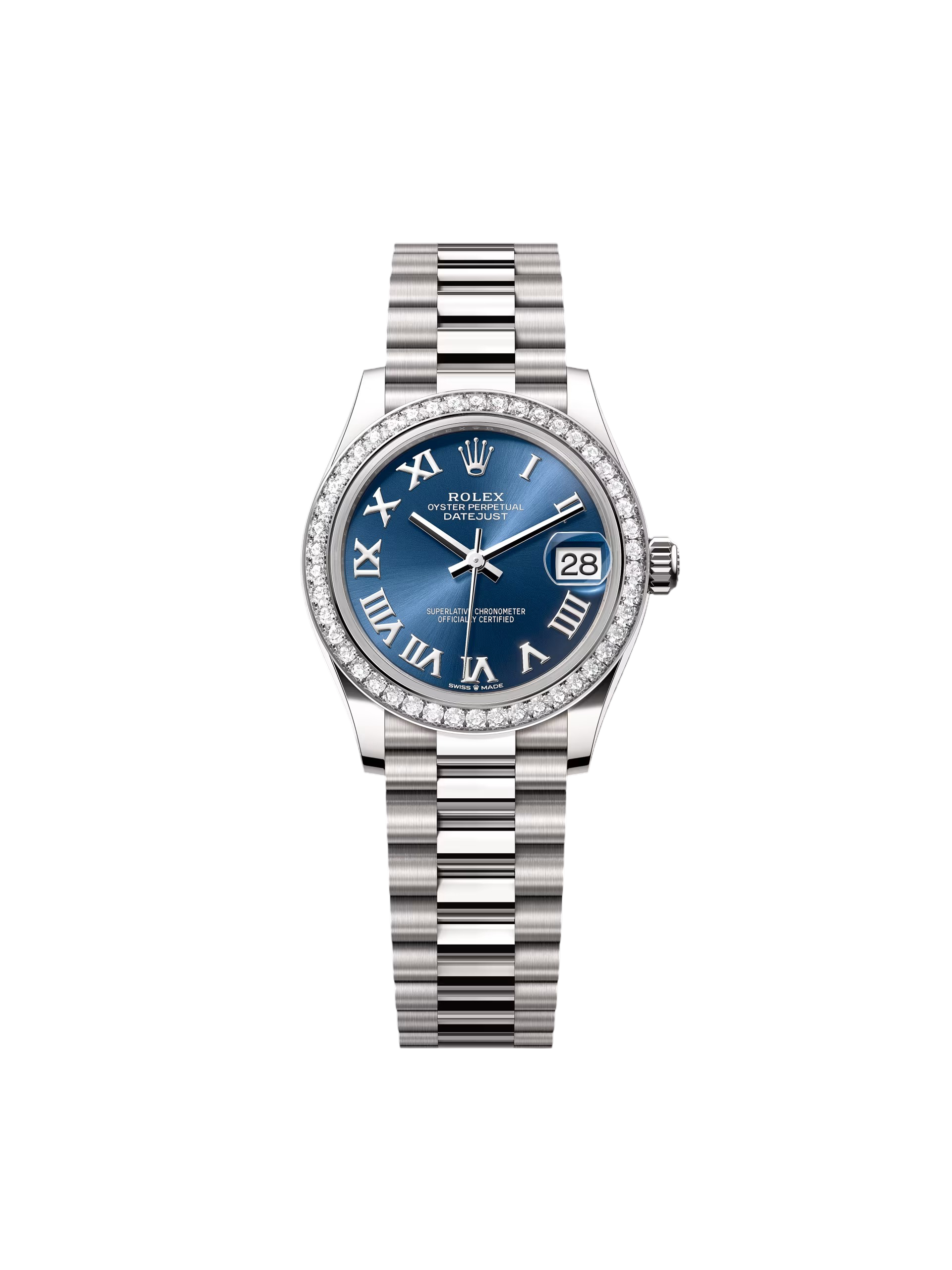 【Super Clone】RLX Datejust m278289RBR-0023 Bright Blue Dial White Gold President Watch