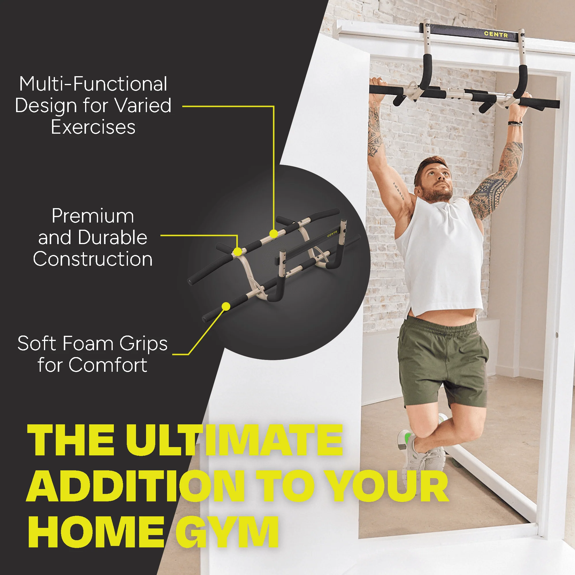 Centr by Chris Hemsworth Multi - Functional Pull up Bar for Total Body Home Workouts + 3 - Month Membership