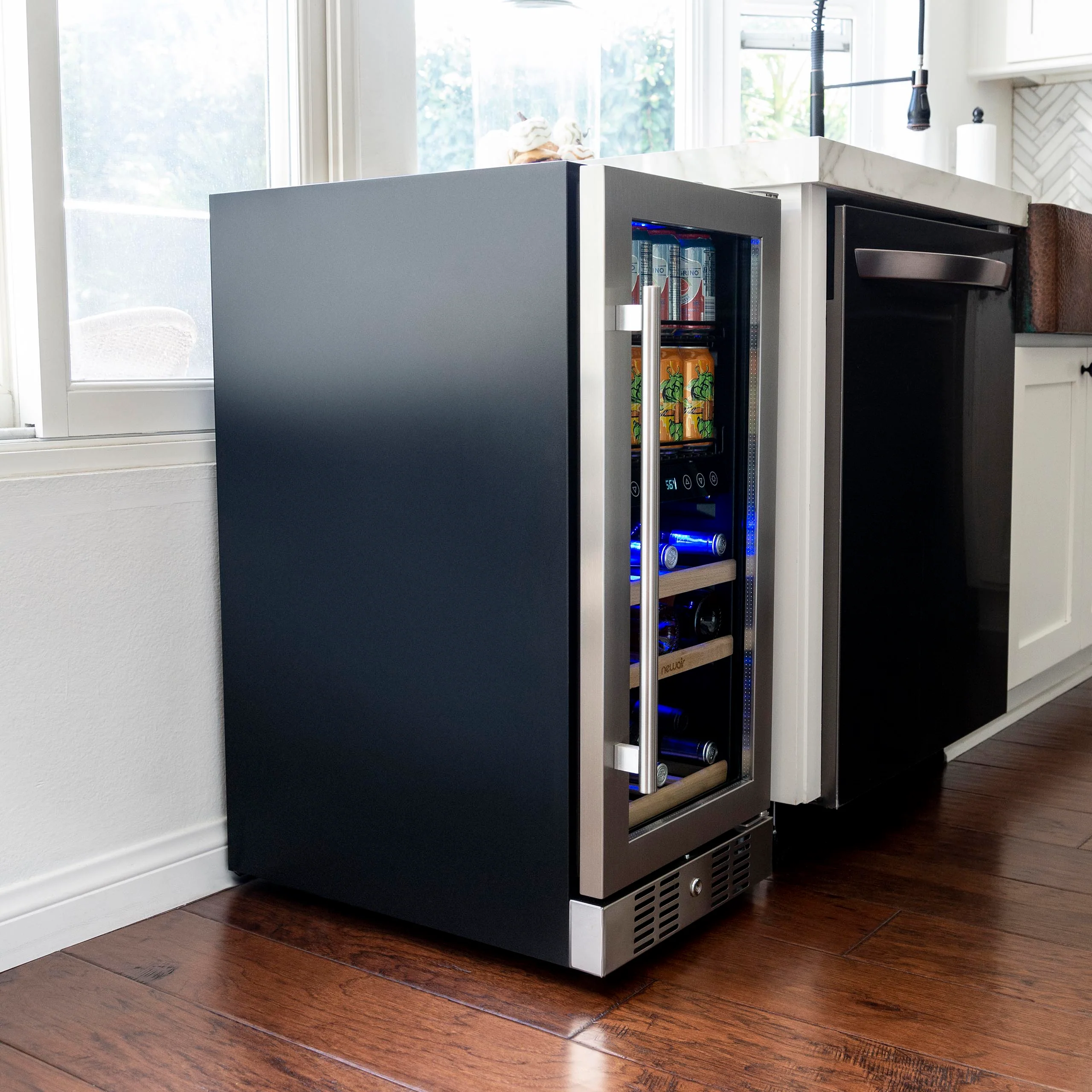Newair 48-Can, 9-Bottle Built-in Dual Zone Beverage Fridge - 15