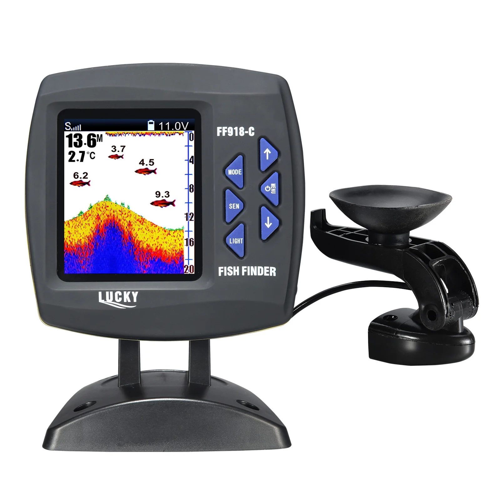 FF918-C Color LCD Screen Fish Finder 590ft Water Depth Boat Fish Finder - Image 7