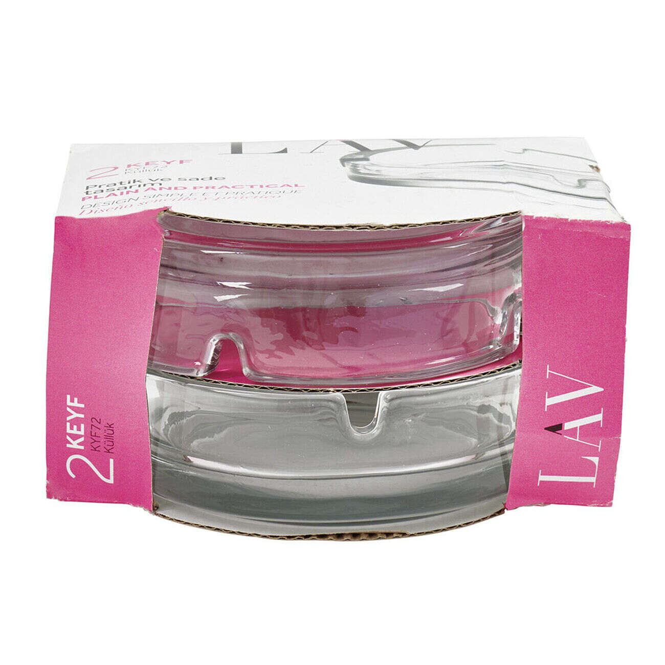 Cendrier rond transparent en verre x2