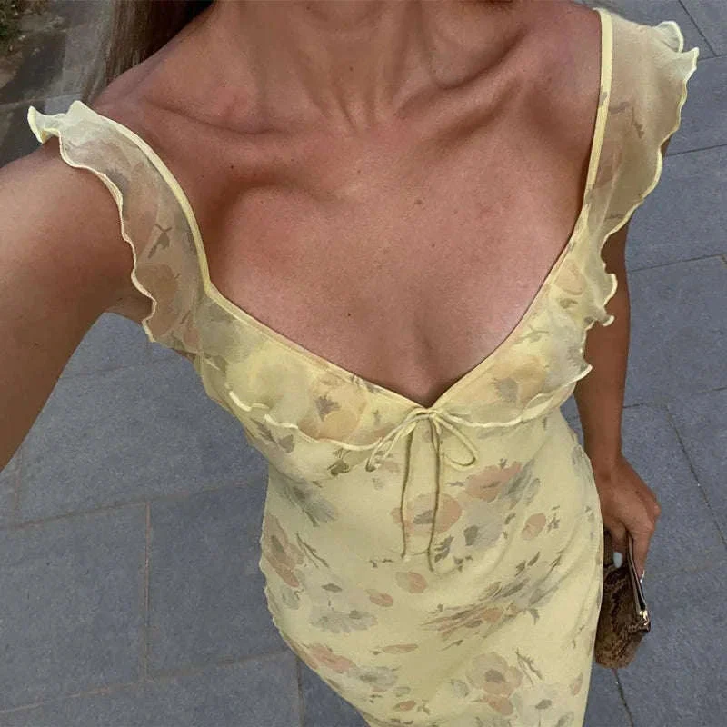 Robe Maxi Dos Nu Plongeant Fleurie Mode Été