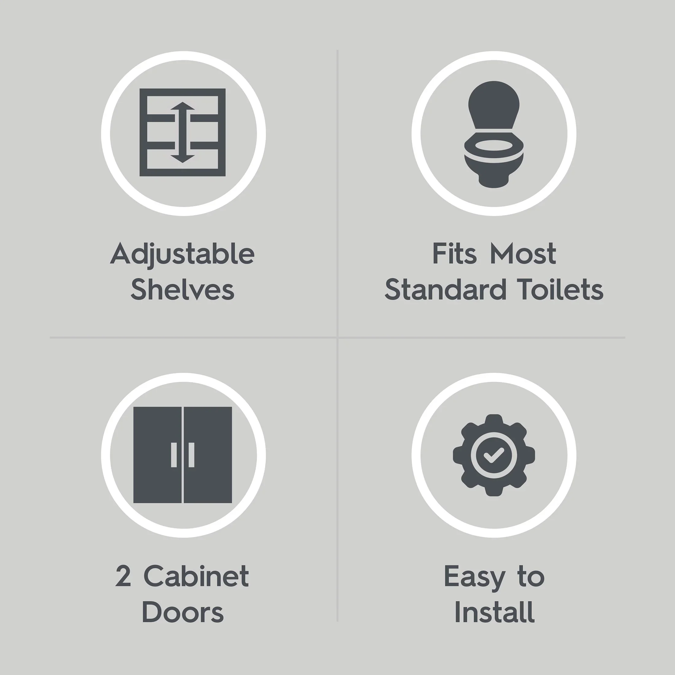 Better Homes & Gardens Juliet over-the-Toilet Space Saver Cabinet, 2 Adjustable Shelves, Black