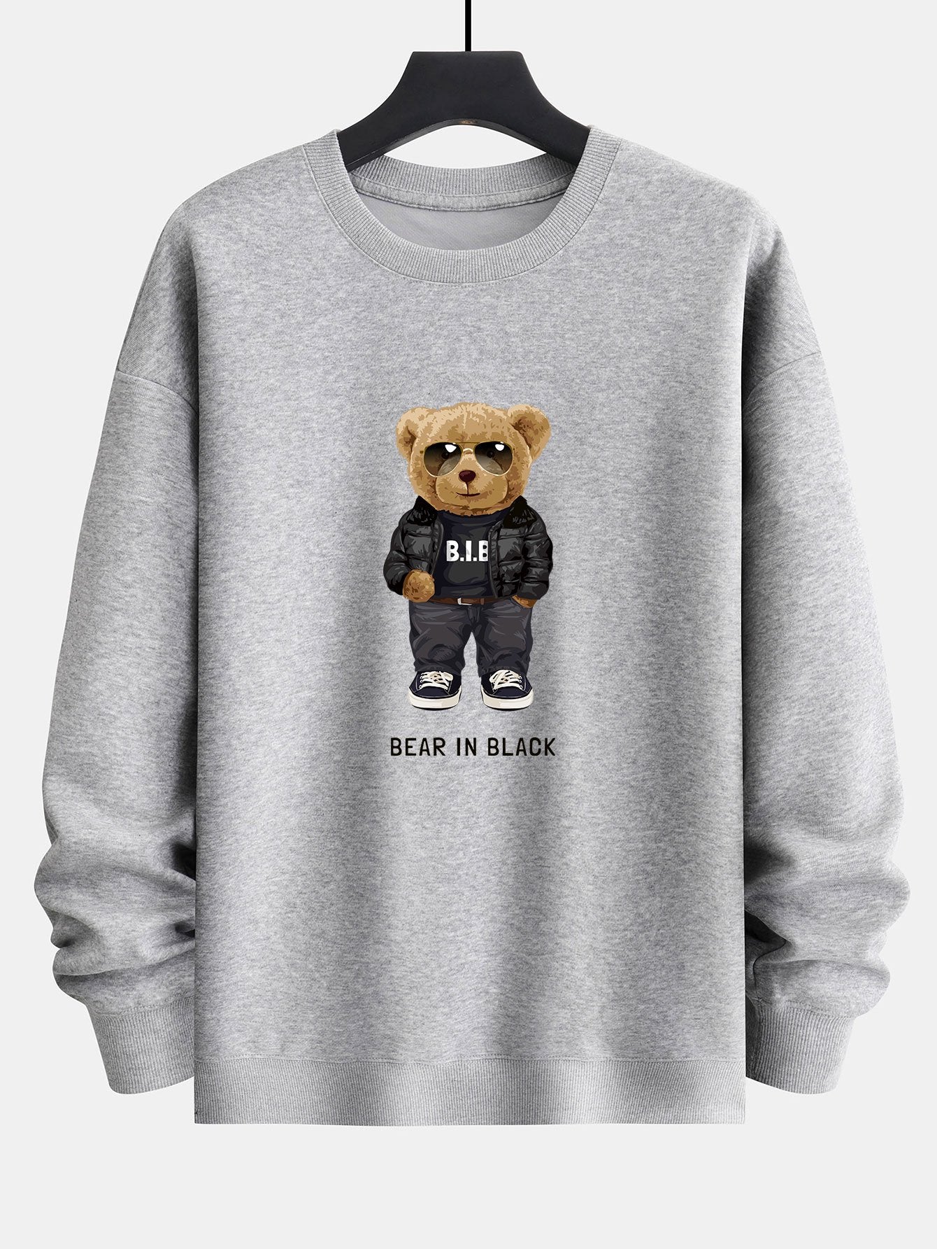 Sweat-shirt coupe décontractée imprimé ours noir