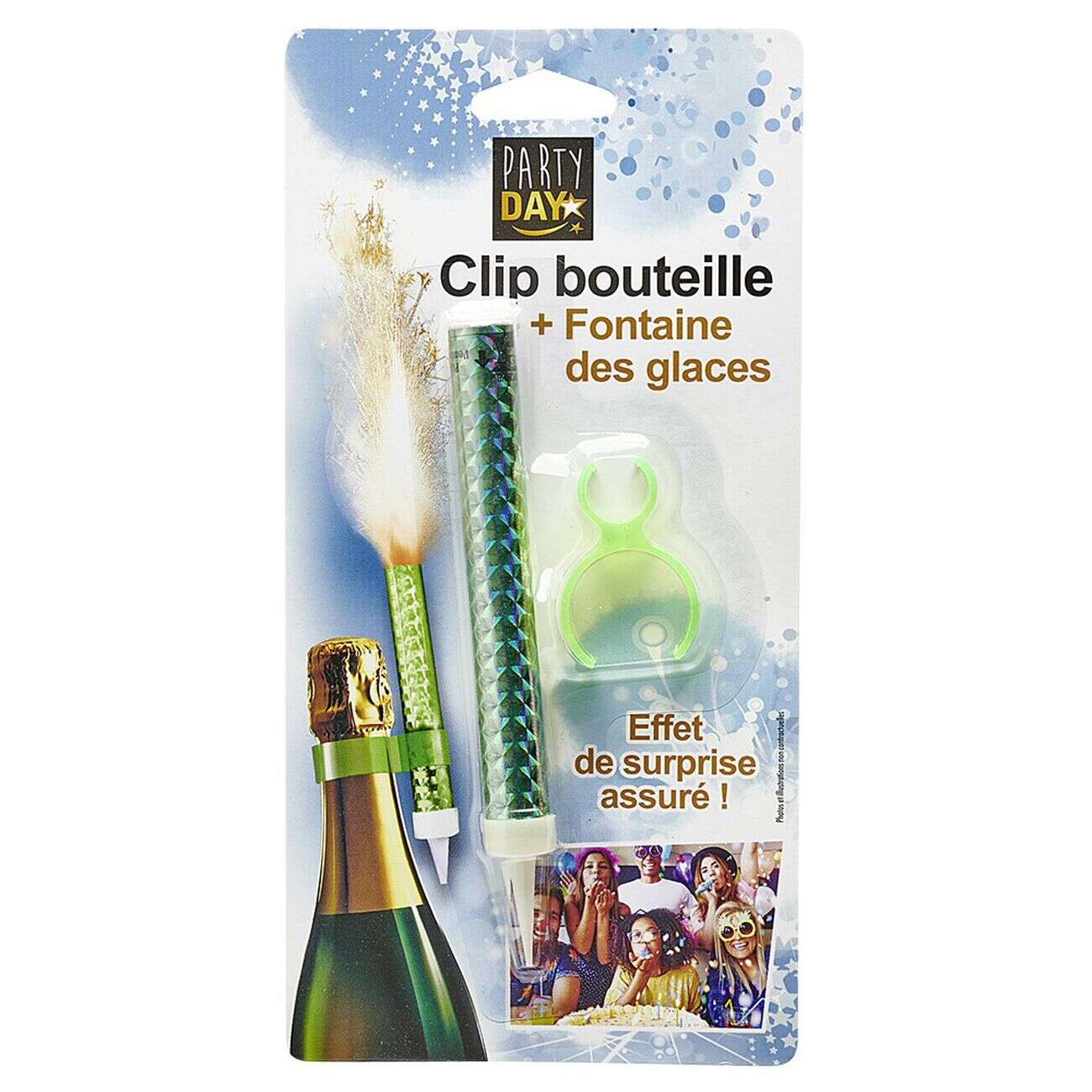 Fontaine de glace feu d'artifice bouteille