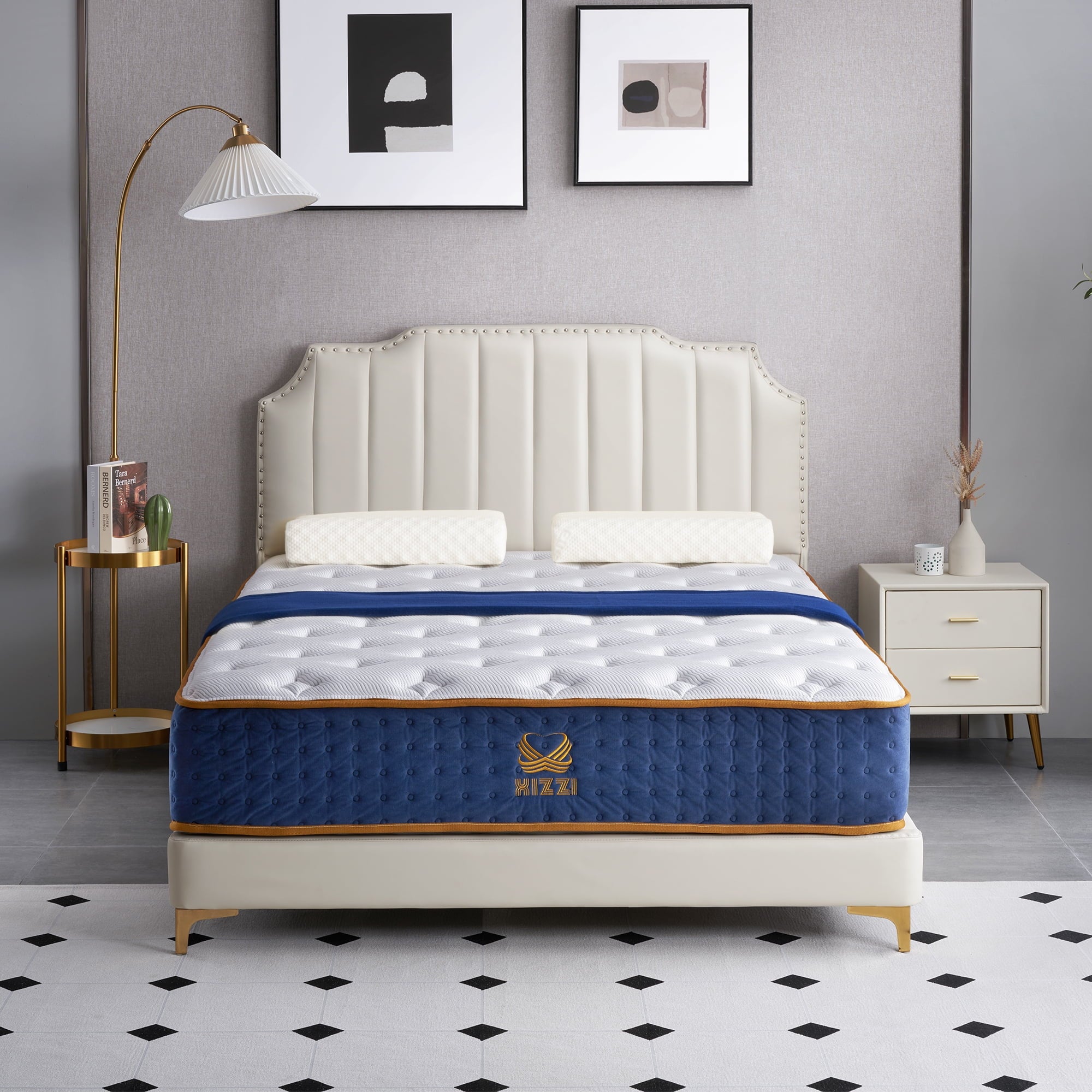 Queen 12 Inch Hybrid Mattress in a Box Medium-Firm Mattress with Cooling Gel Memory Foam for Pressure Relief