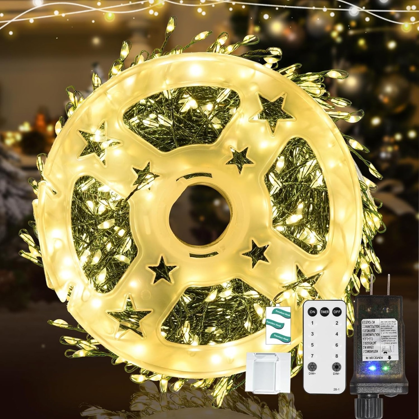 🎄Early Christmas Sale🎄Waterproof Fairy Lights Plug in 500 Led with Remote Timer