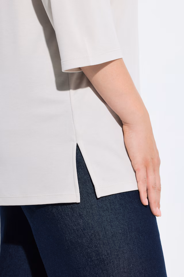 Split Neck 3/4 Sleeve  Modal Blend Tee