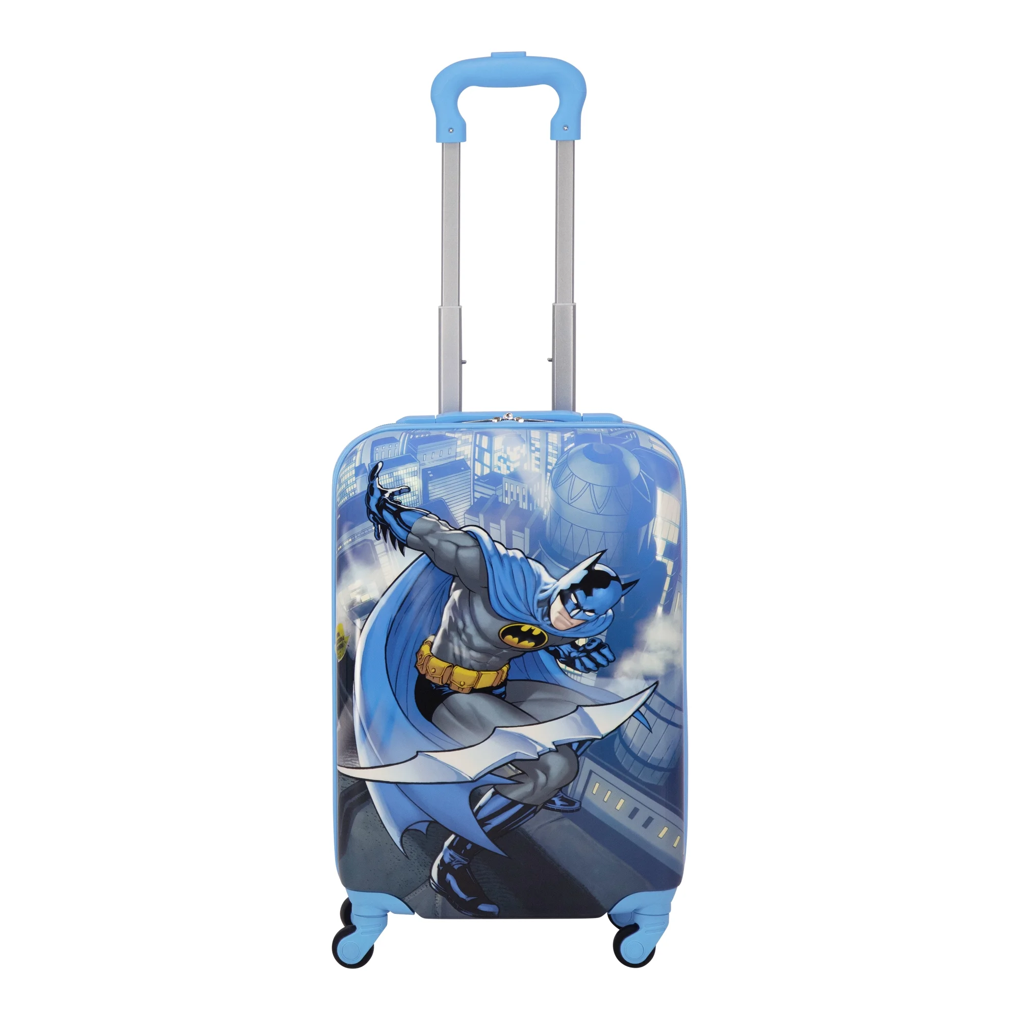 DC Comics Batman 21 in Kids Rolling Luggage, Hardshell Carry on Suitcase with Wheels, Blue