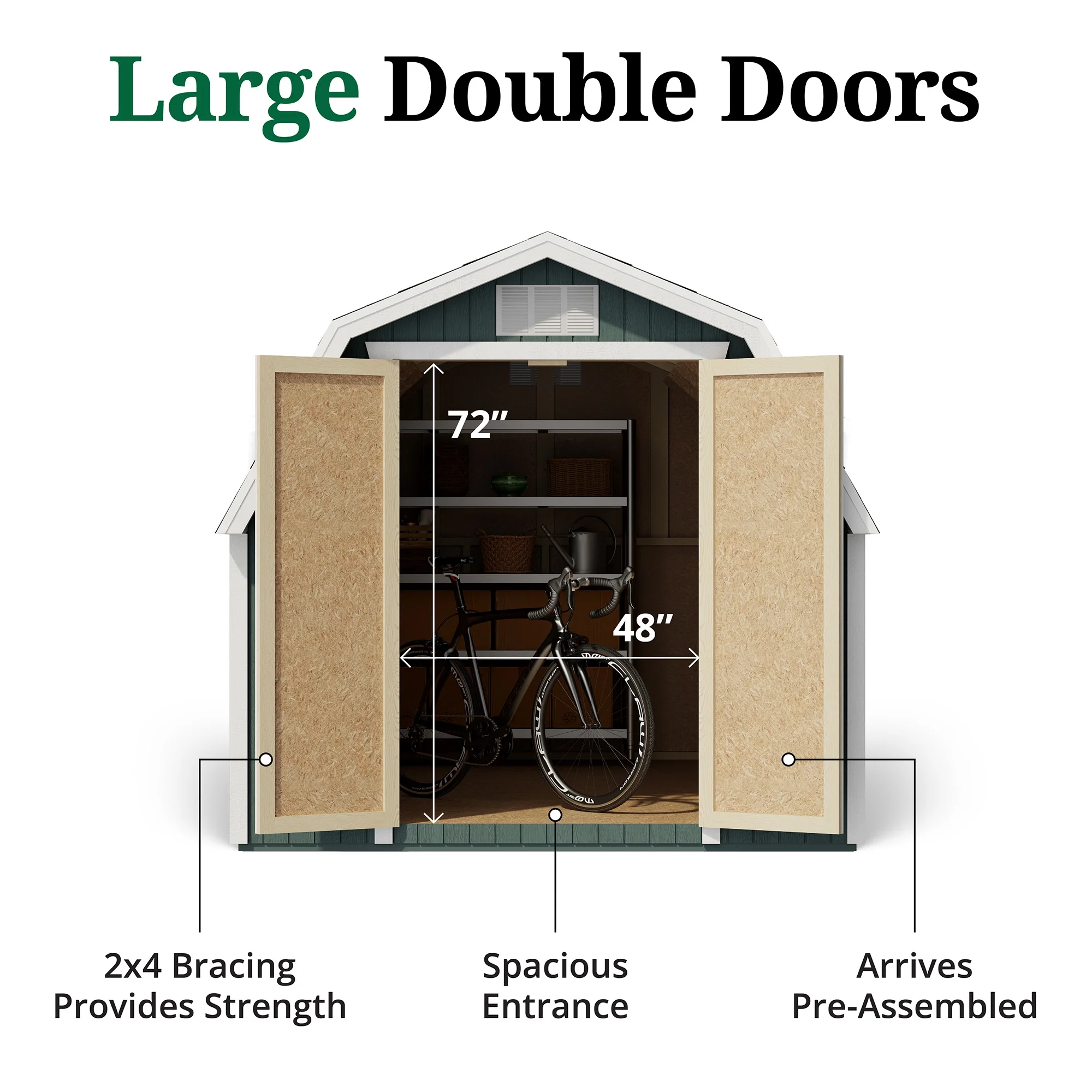 8x8 Classic Gambrel Barn with 4 ft. Sidewalls, Outdoor Wood Storage Shed Do-It-Yourself Precut Kit(8 x 8/Without Floor) - Image 4