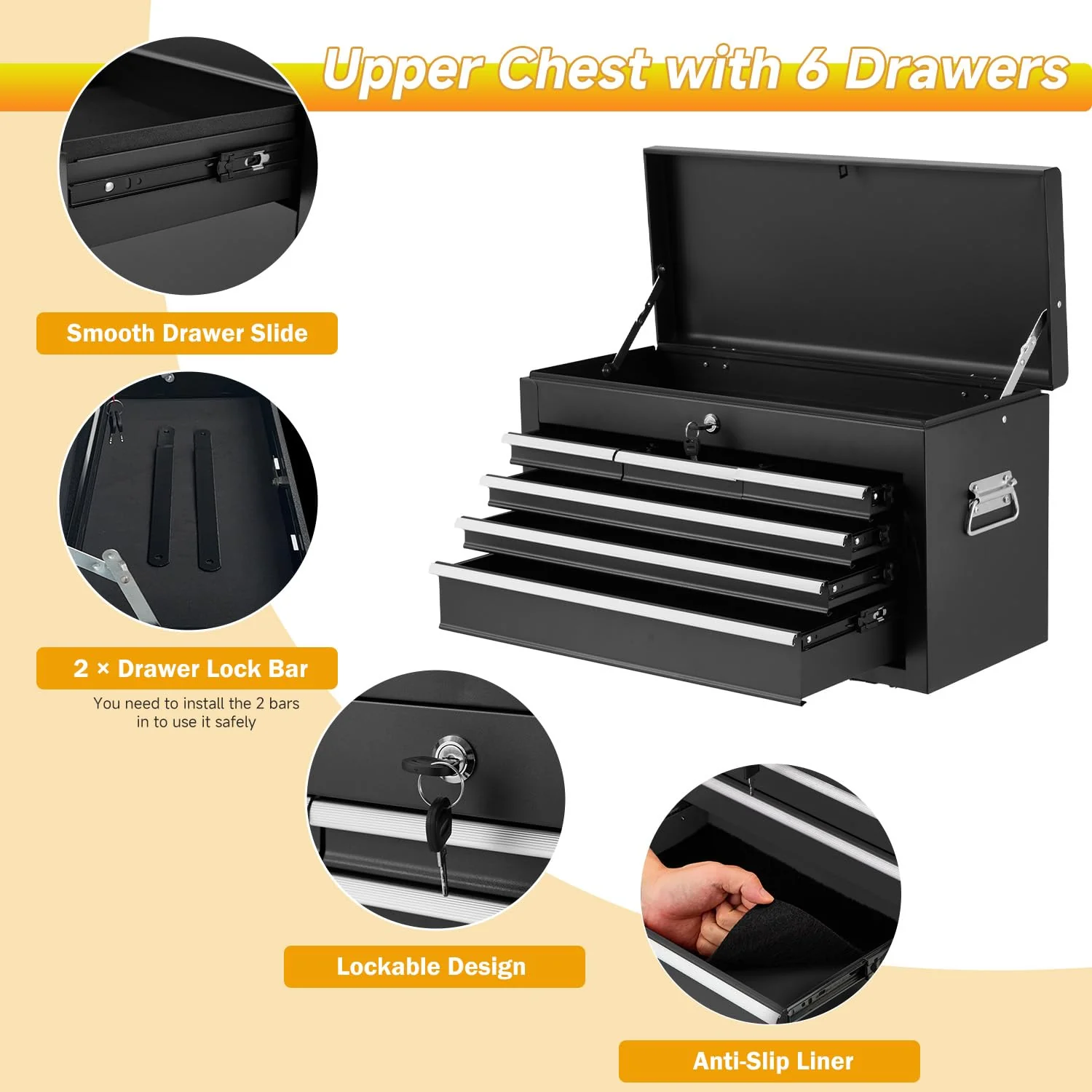 AECOJOY Rolling Tool Chest with Wheels and  8 Drawers, Detachable Metal Tool Box with Drawers