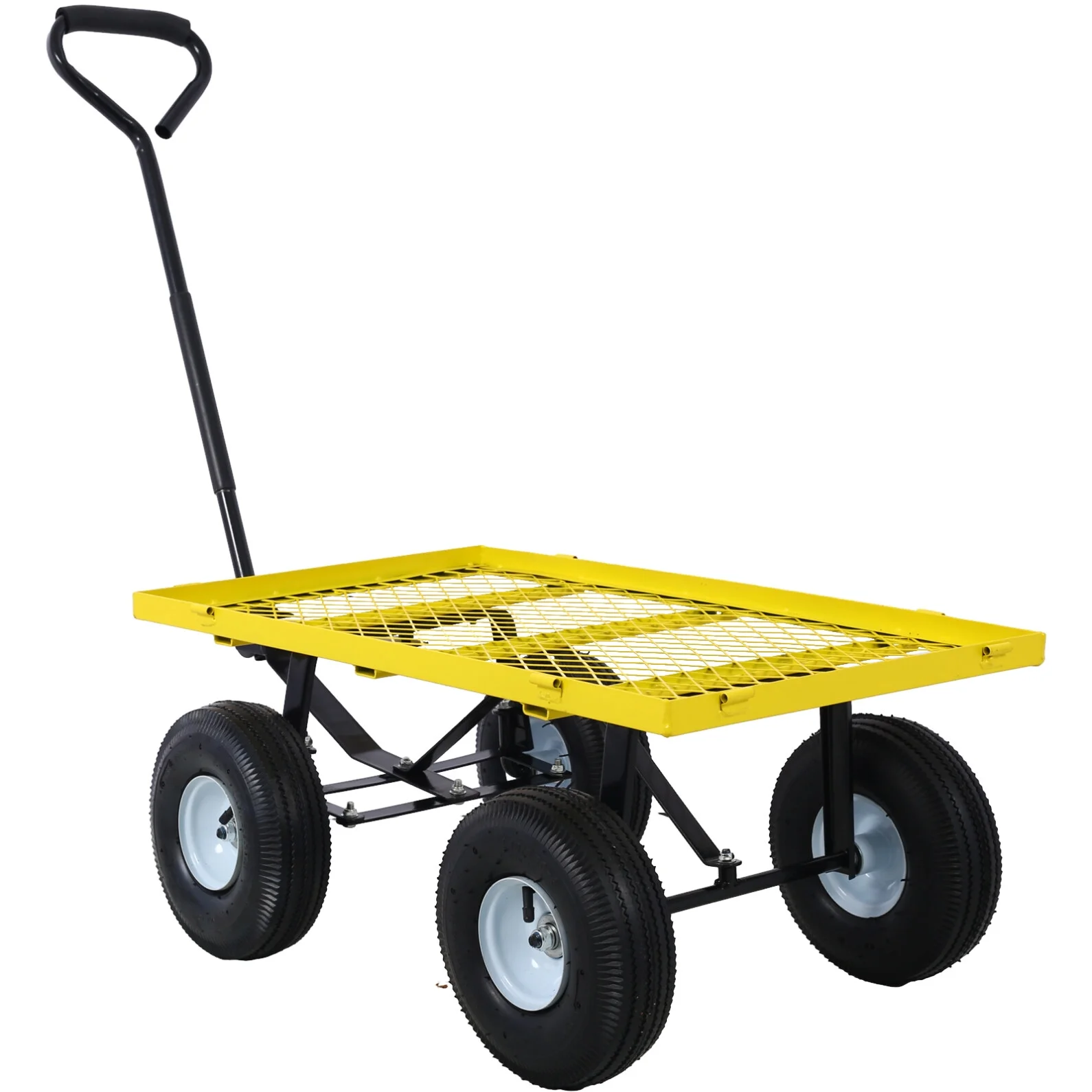 Steel Garden Cart, Heavy Duty 500 lbs Capacity Mesh Steel Garden Cart with Removable Mesh Sides, 180�� Rotating Handle and 9.5 in Tires, Utility Garden Carts and Wagons for Garden, Farm, Yard, Yellow(Yellow) - Image 8