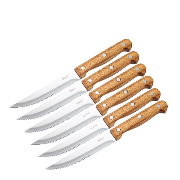 BBQ biffkniv 22,5 cm 6 stk stål/akasie