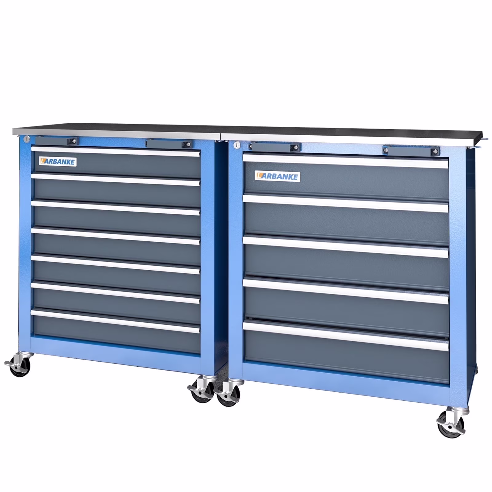LARBANKE Combination Tool Cabinet,7 Drawer Tool Chest and 5 Drawer Tool Chest for Connected Use,Rolling Tool Chest with 360�� Brake Wheels and Padded Feet
