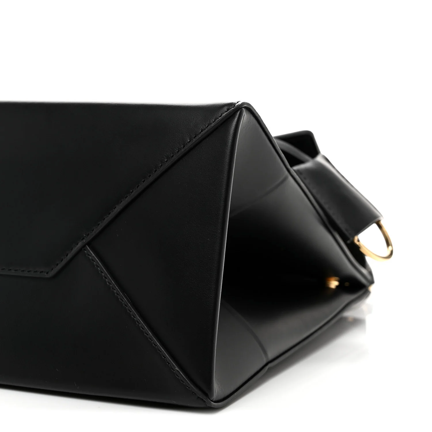 Natural Smooth Calfskin Medium Nano Top Handle Handbag Black