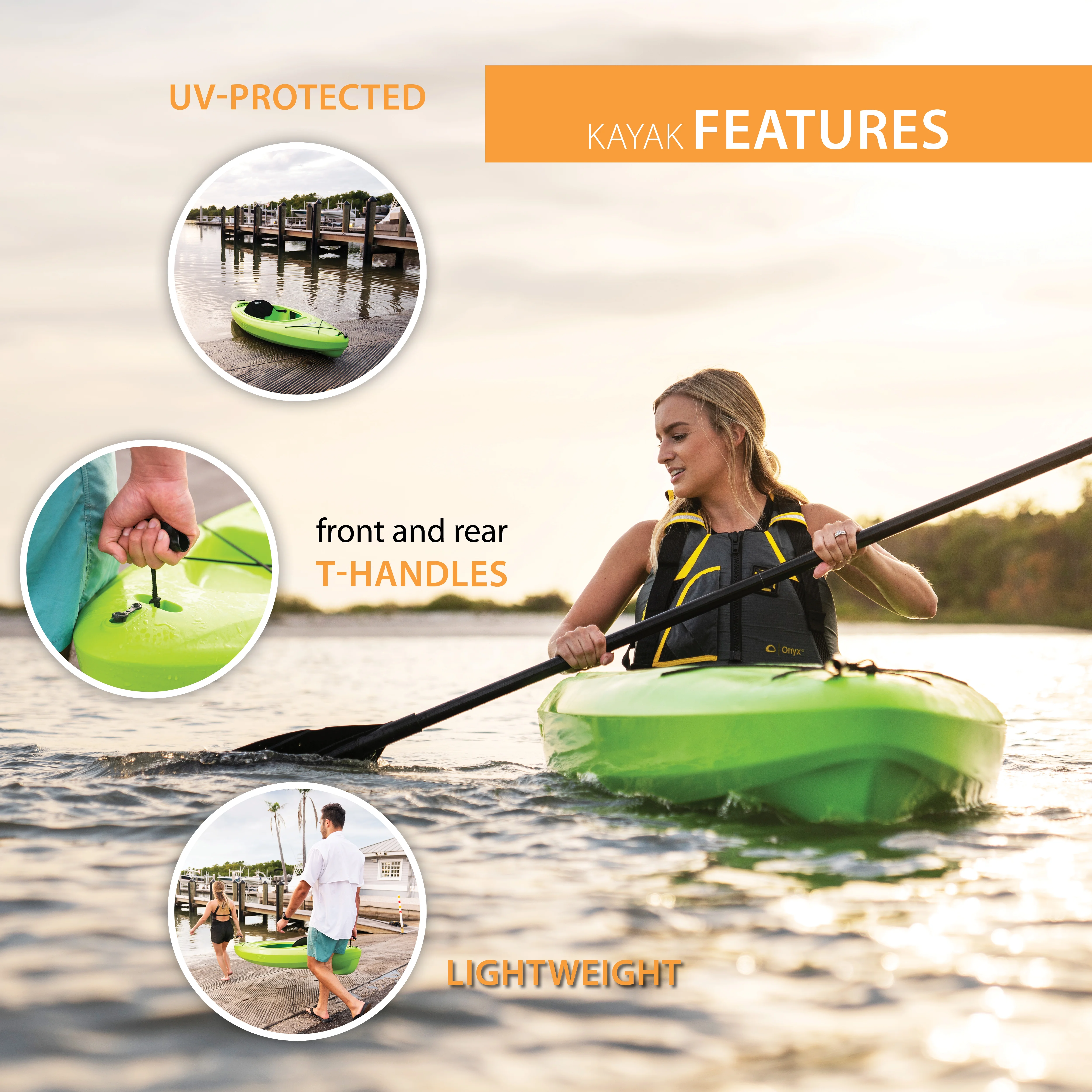 Pacer 8 ft Sit Inside Kayak, Green (91032)(Lime Green) Image 8