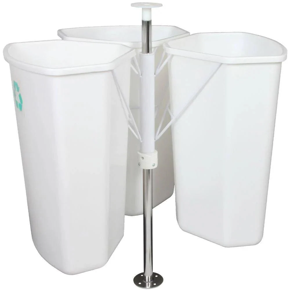 28.5 in. X 27.625 in. X 27.625 in. in Cabinet Corner Trash Can, White