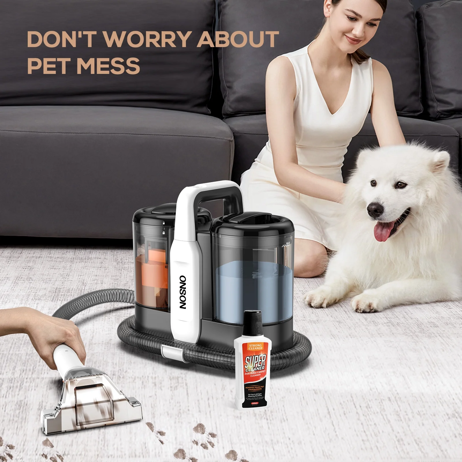 Portable Carpet Cleaner Machine, Upholstery Spot Vacuum Cleaner, White(Single) - Image 6