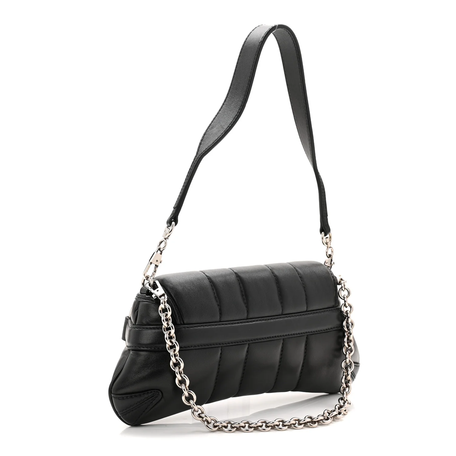 Nappa Vertical Matelasse Small Maxi Horsebit Chain Shoulder Bag Black