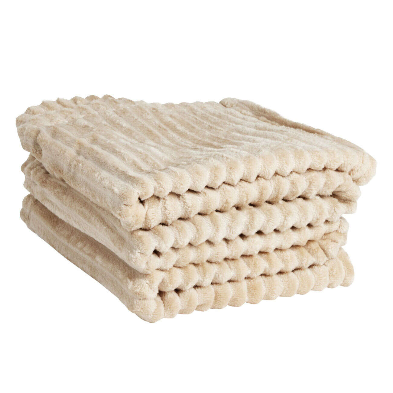 Plaid doux à rayures beige 127x152cm