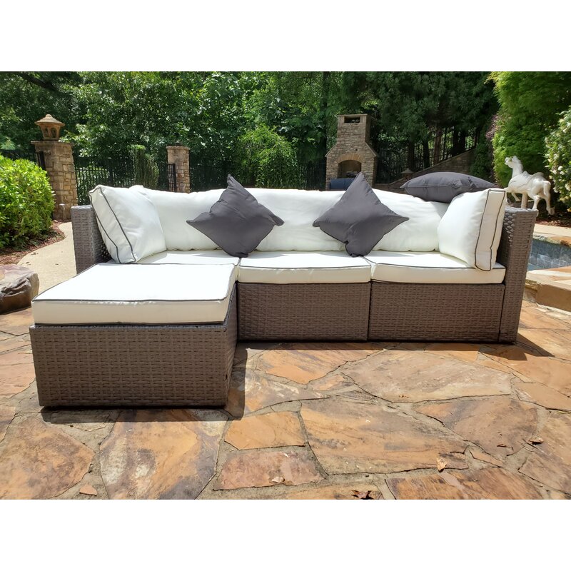 Canapé d'angle réversible d'extérieur Burruss de 83,5 pouces de large avec coussins