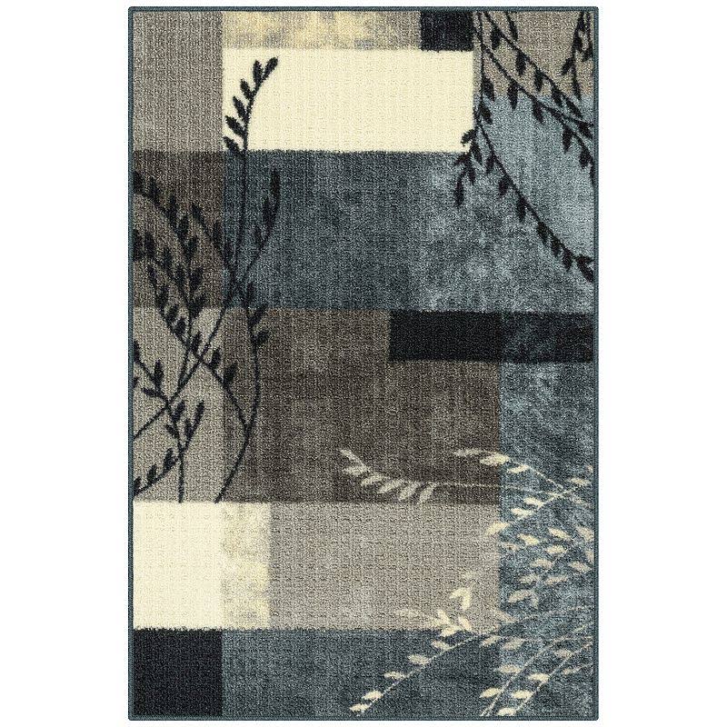 Maples Highland Textured Print Area & Washable Throw Rugs, Blue, 30x43
