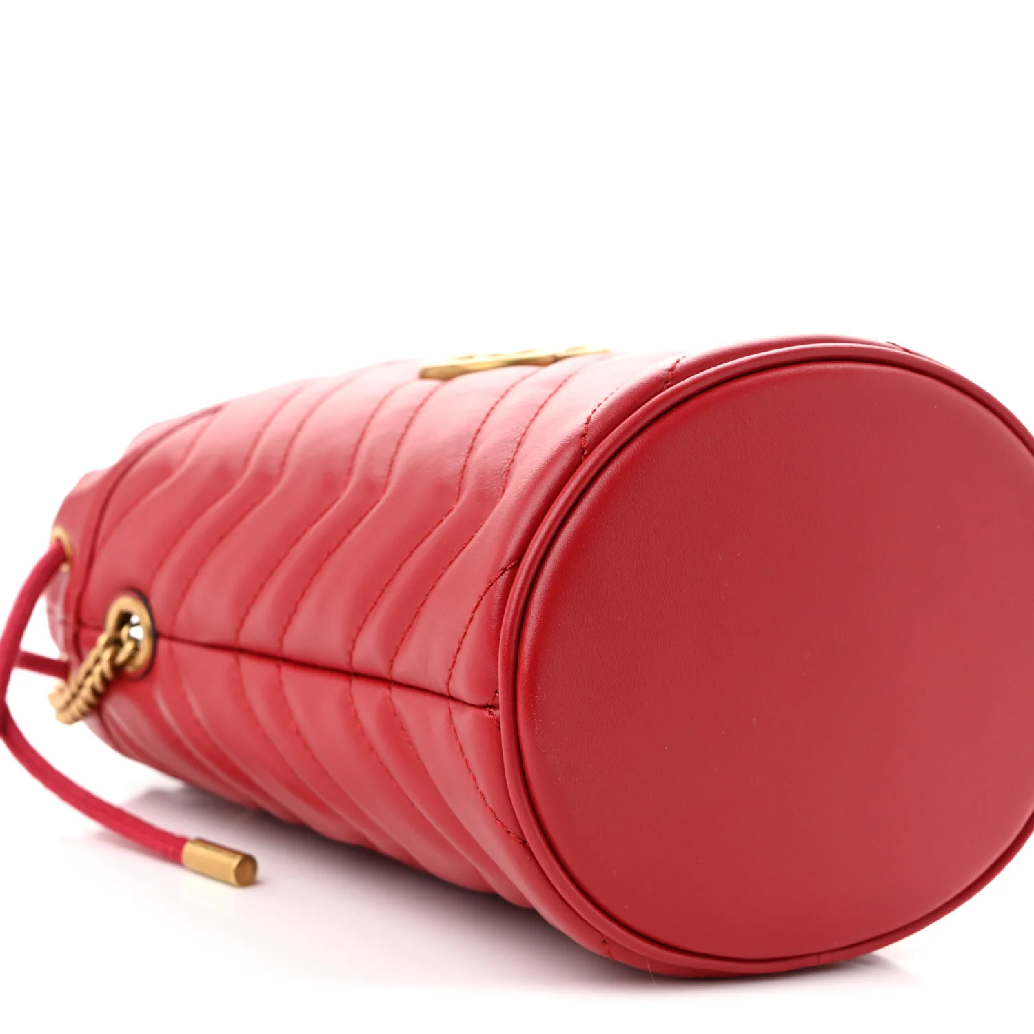Calfskin Matelasse Mini GG Marmont 2.0 Bucket Bag Hibiscus Red