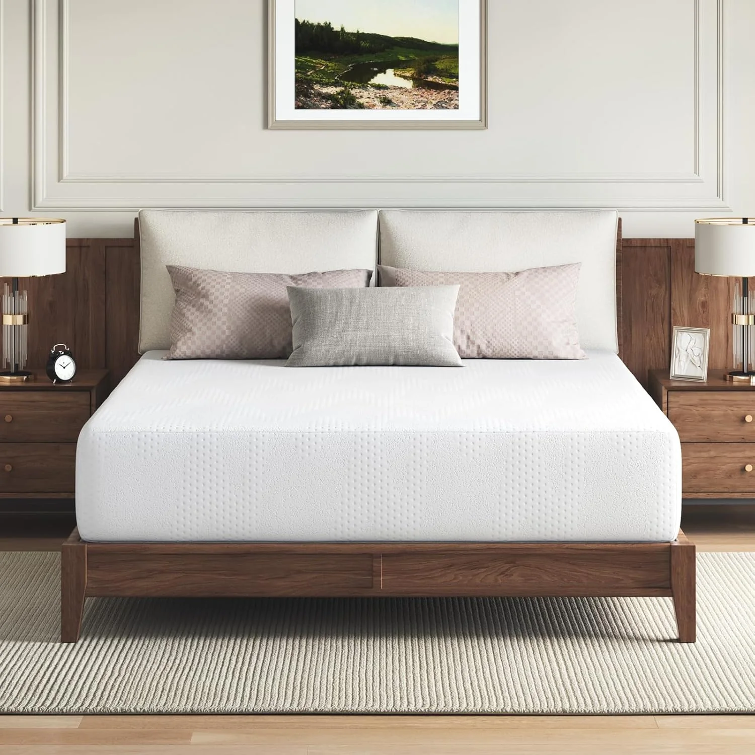 Matelas Novilla 12 pouces Queen en boîte, matelas en mousse à mémoire de forme et gel pour un sommeil frais et réparateur, soulagement des points de pression, certifié CertiPUR-US, blanc