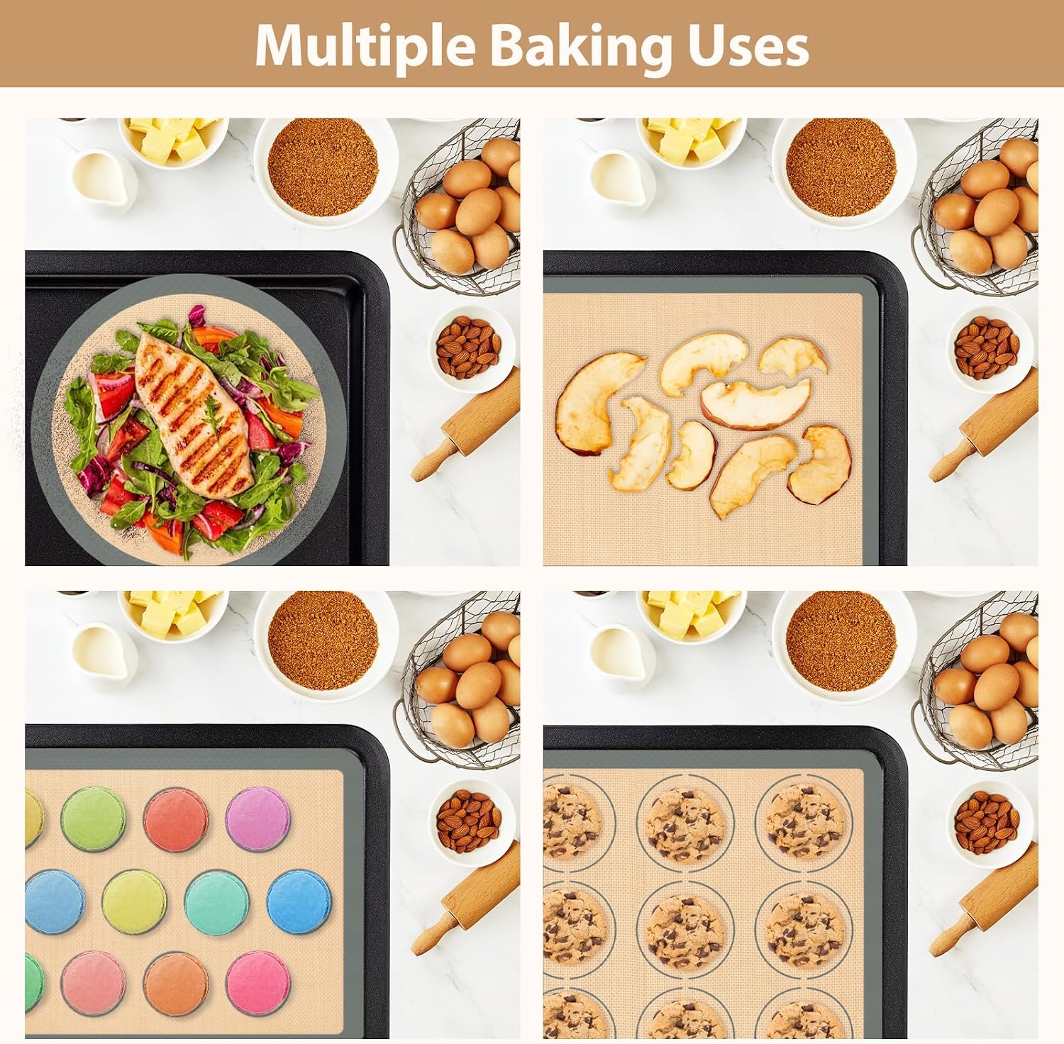Koolstoffs Silicone Baking Mat Set of 4, Nonstick and Reusable